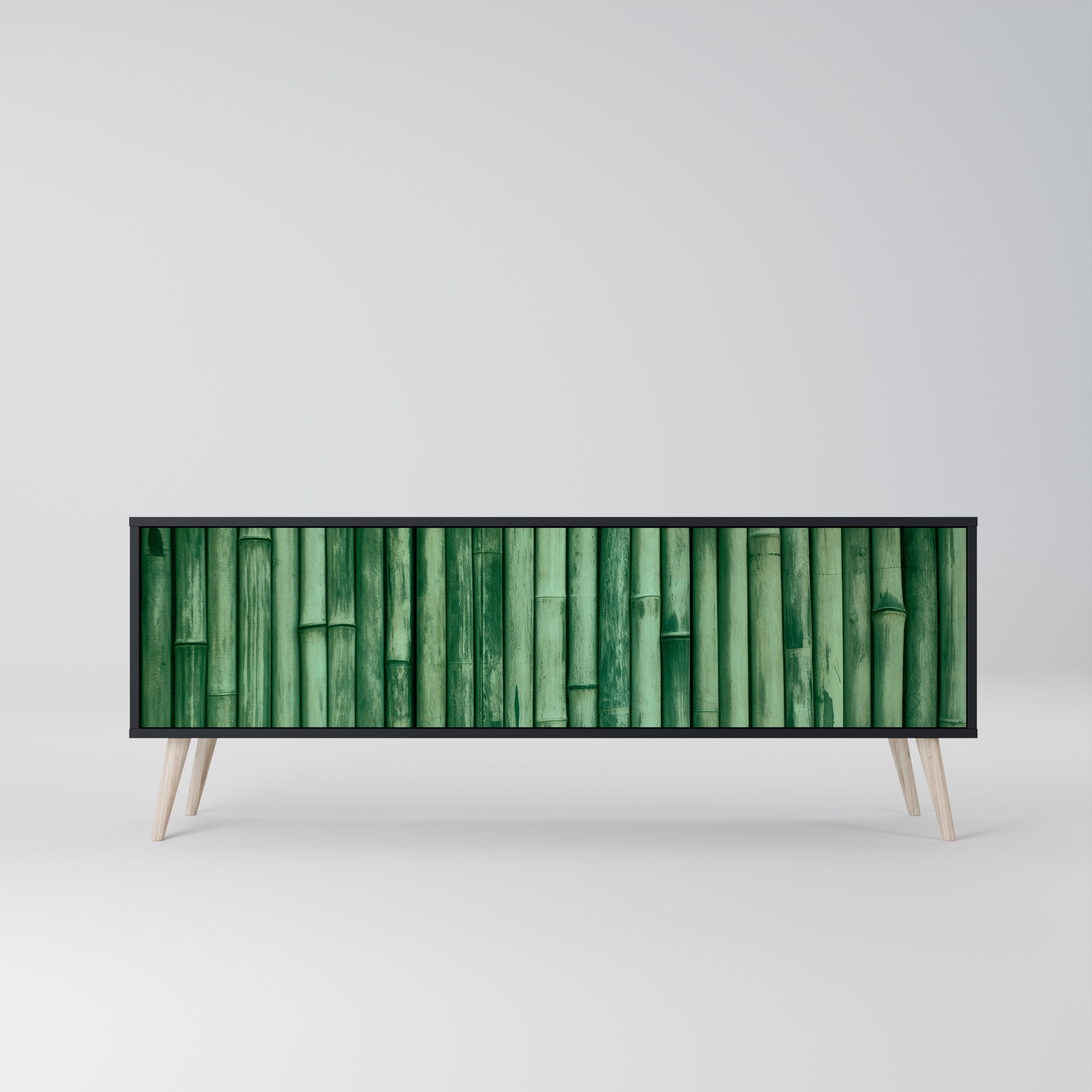 NATURAL GREEN 3-türiger TV-Ständer in Schwarz