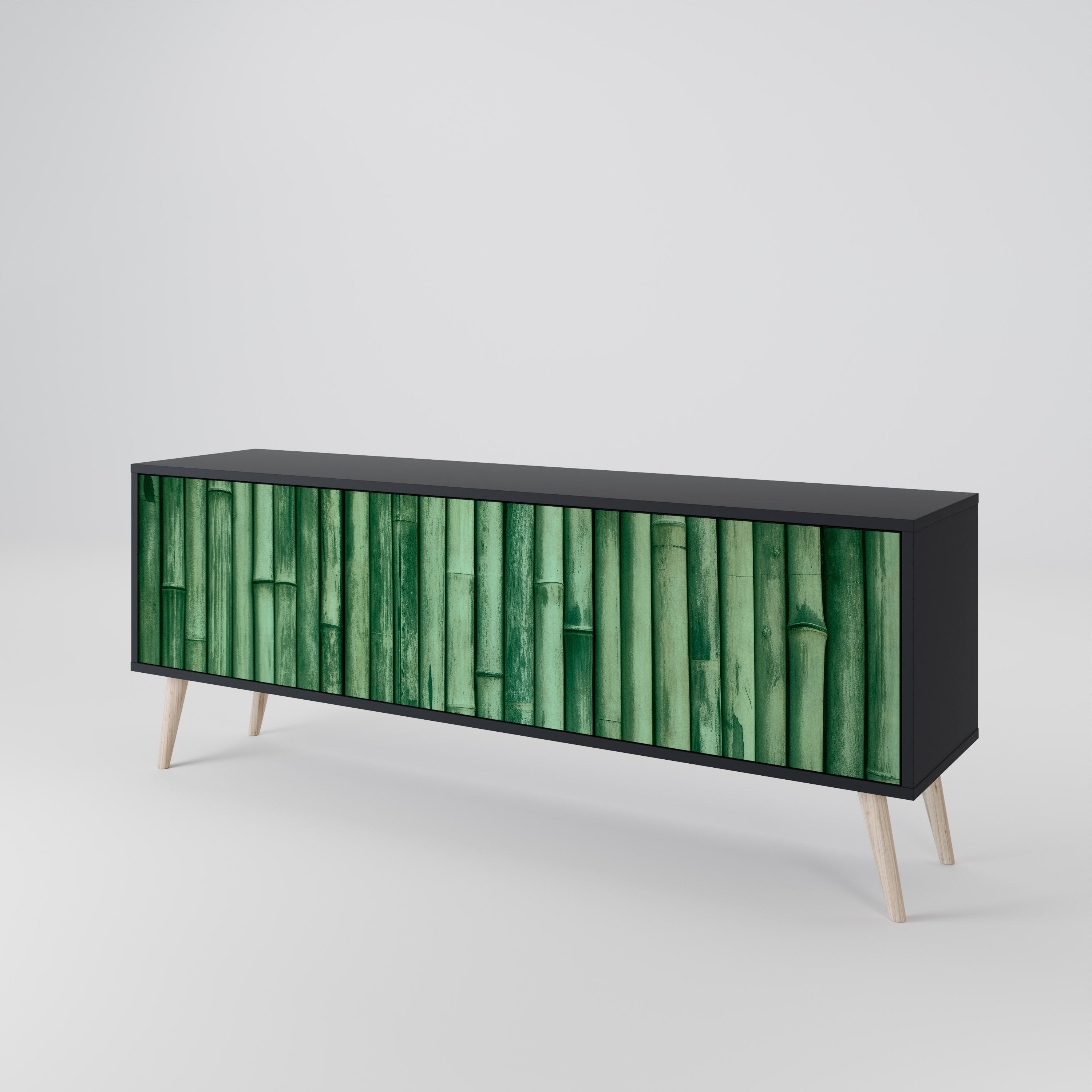 NATURAL GREEN 3-türiger TV-Ständer in Schwarz