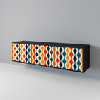 COLORFUL NOSTALGIA TV-Lowboard mit 3 Türen in Schwarz