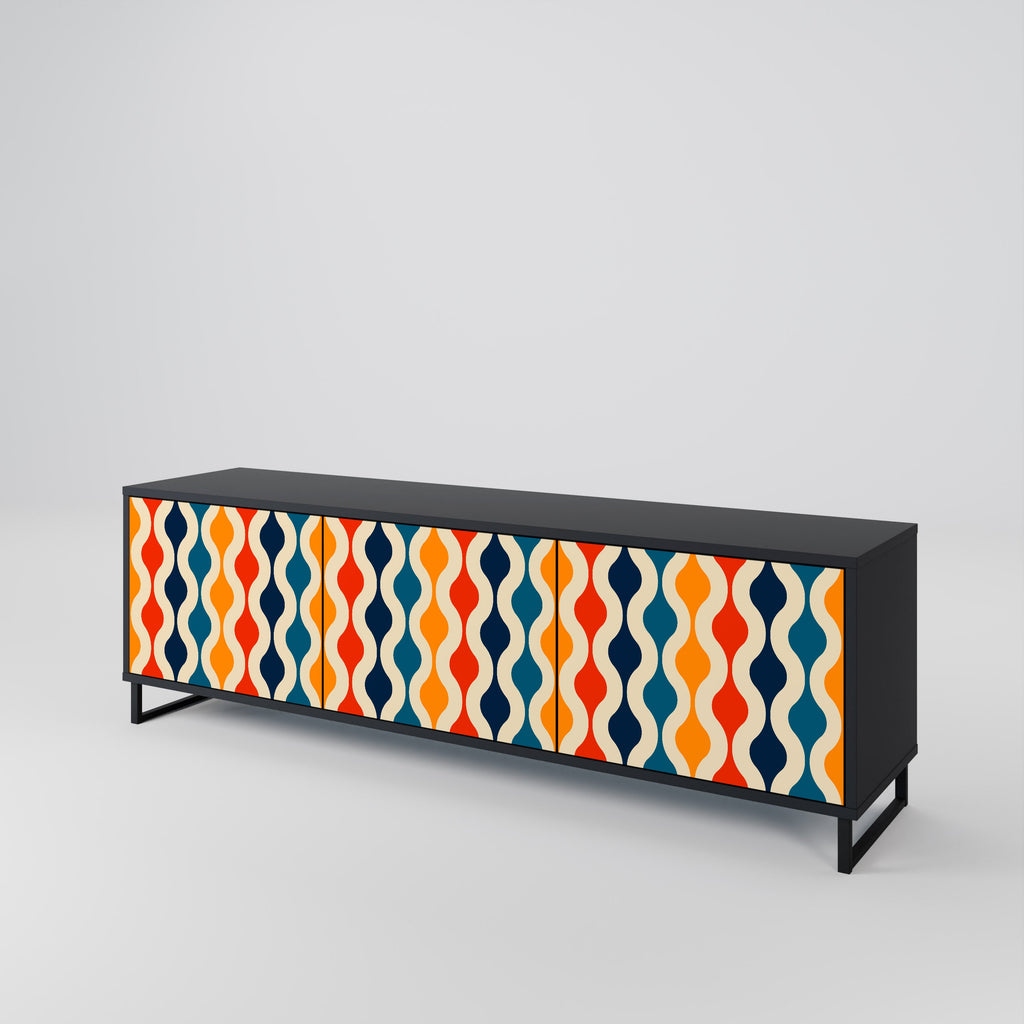 COLORFUL NOSTALGIA 3-türiger TV-Ständer in Schwarz