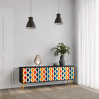 COLORFUL NOSTALGIA TV-Lowboard mit 3 Türen in Schwarz