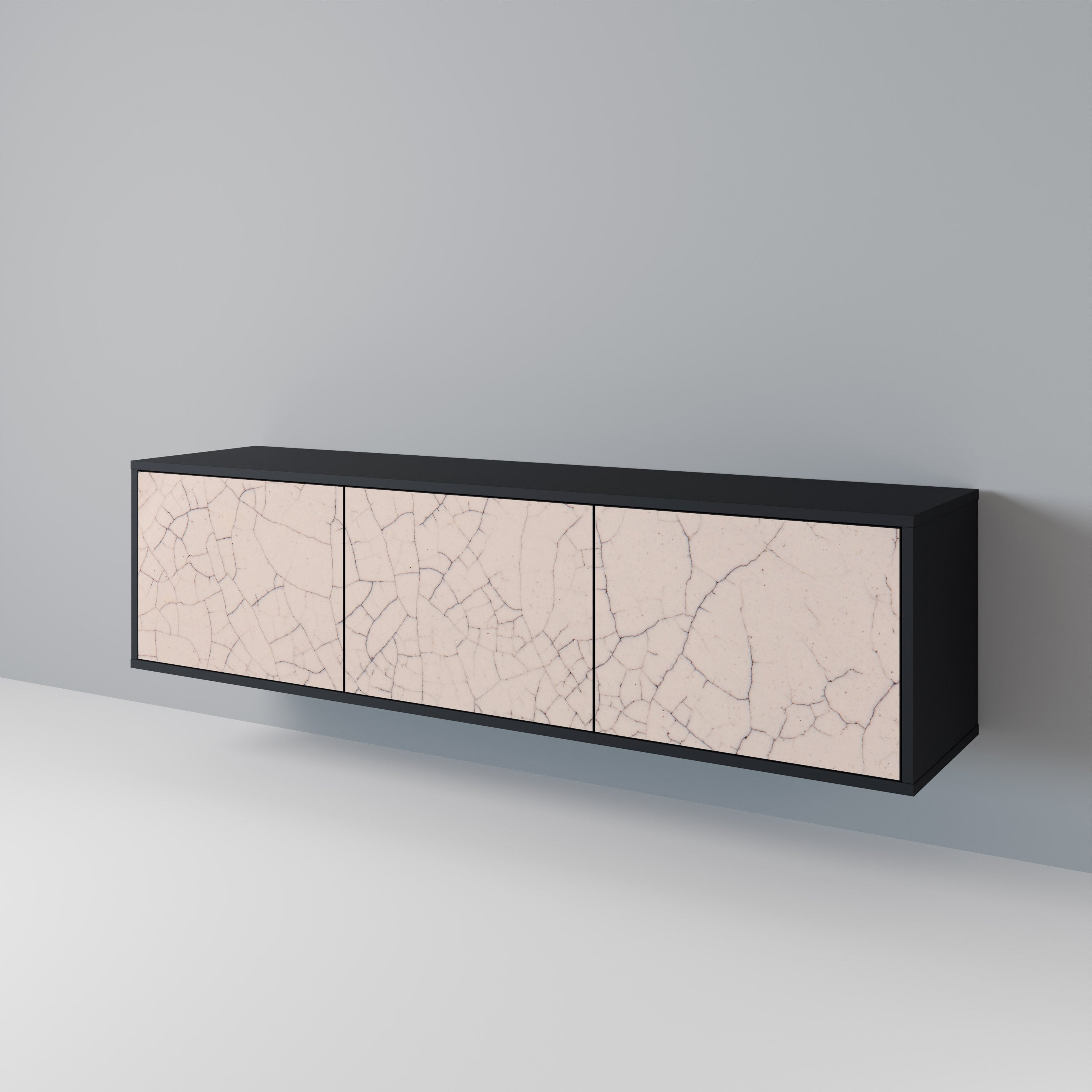 CERAMIC TEXTURE 3-türiger TV-Ständer in Schwarz
