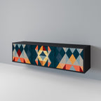 CRACKED ILLUSION TV-Lowboard mit 3 Türen in Schwarz