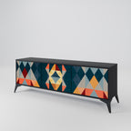 CRACKED ILLUSION TV-Lowboard mit 3 Türen in Schwarz