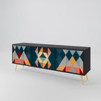 CRACKED ILLUSION TV-Lowboard mit 3 Türen in Schwarz