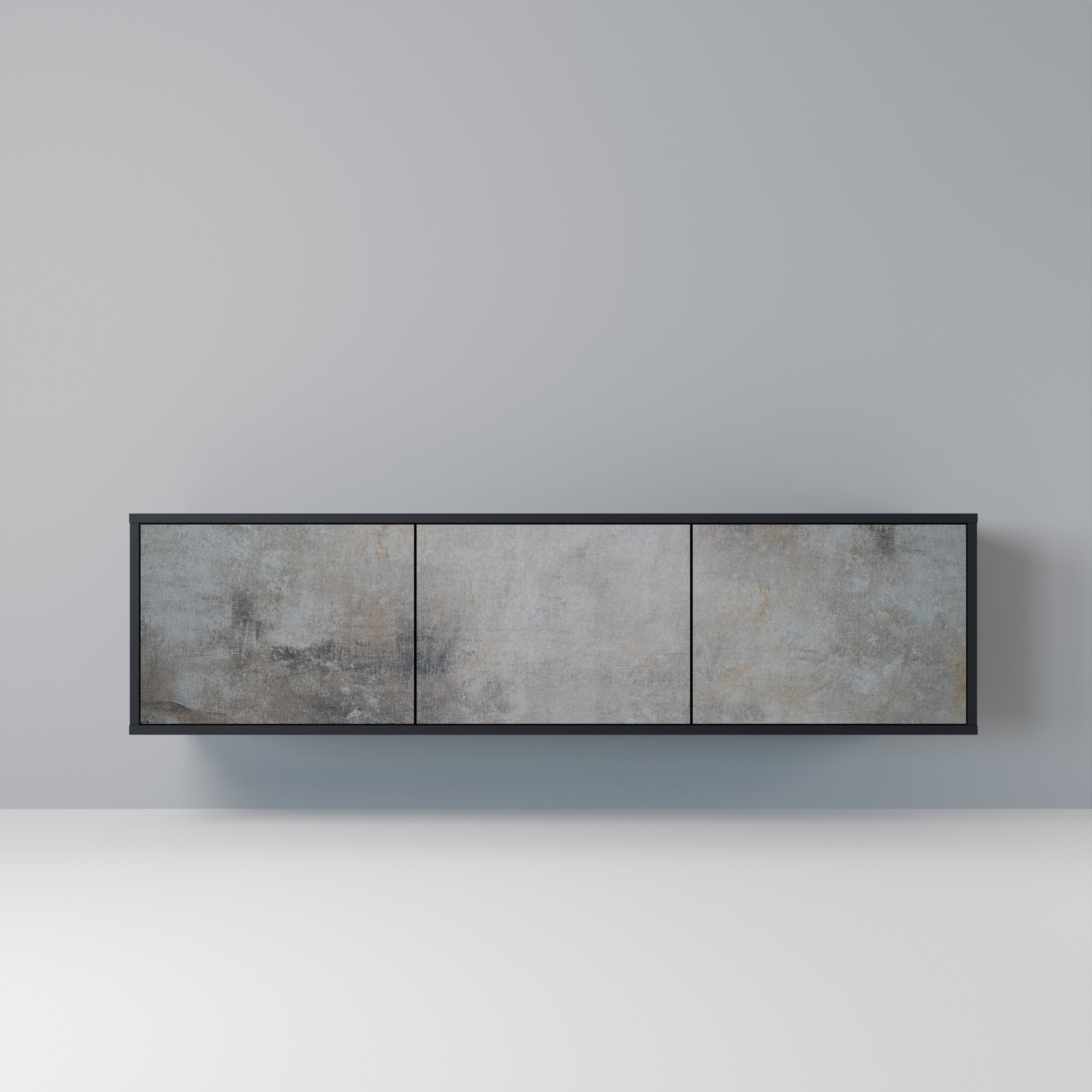 CONCRETE WALL 3-türiger TV-Ständer in Schwarz