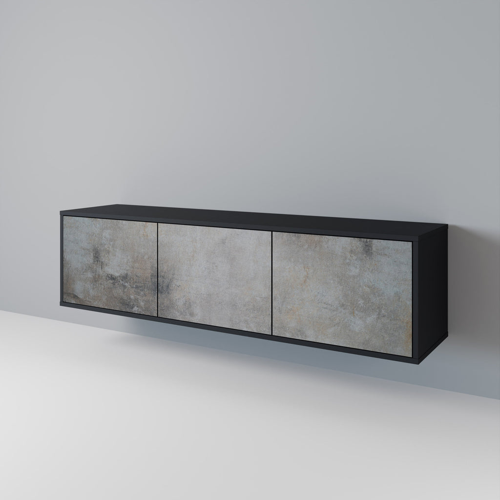 CONCRETE WALL 3-türiger TV-Ständer in Schwarz