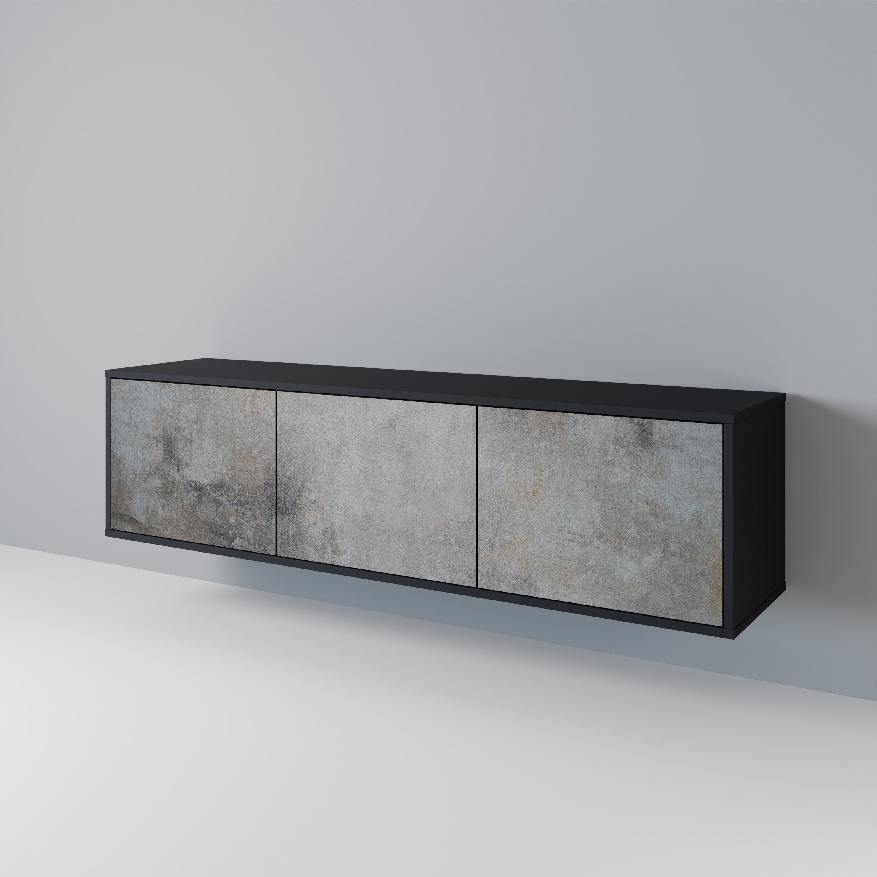 CONCRETE WALL 3-türiger TV-Ständer in Schwarz
