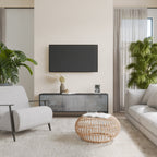 CONCRETE WALL TV-Lowboard mit 3 Türen in Schwarz