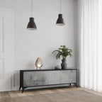 CONCRETE WALL TV-Lowboard mit 3 Türen in Schwarz