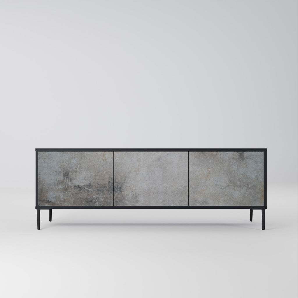 CONCRETE WALL 3-türiger TV-Ständer in Schwarz