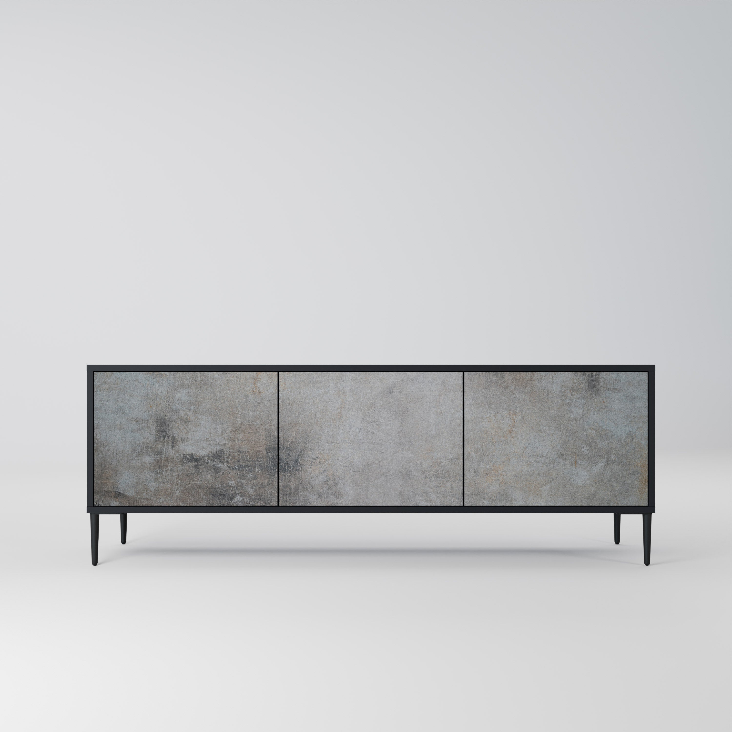 CONCRETE WALL 3-türiger TV-Ständer in Schwarz