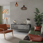 CONCRETE WALL TV-Lowboard mit 3 Türen in Schwarz