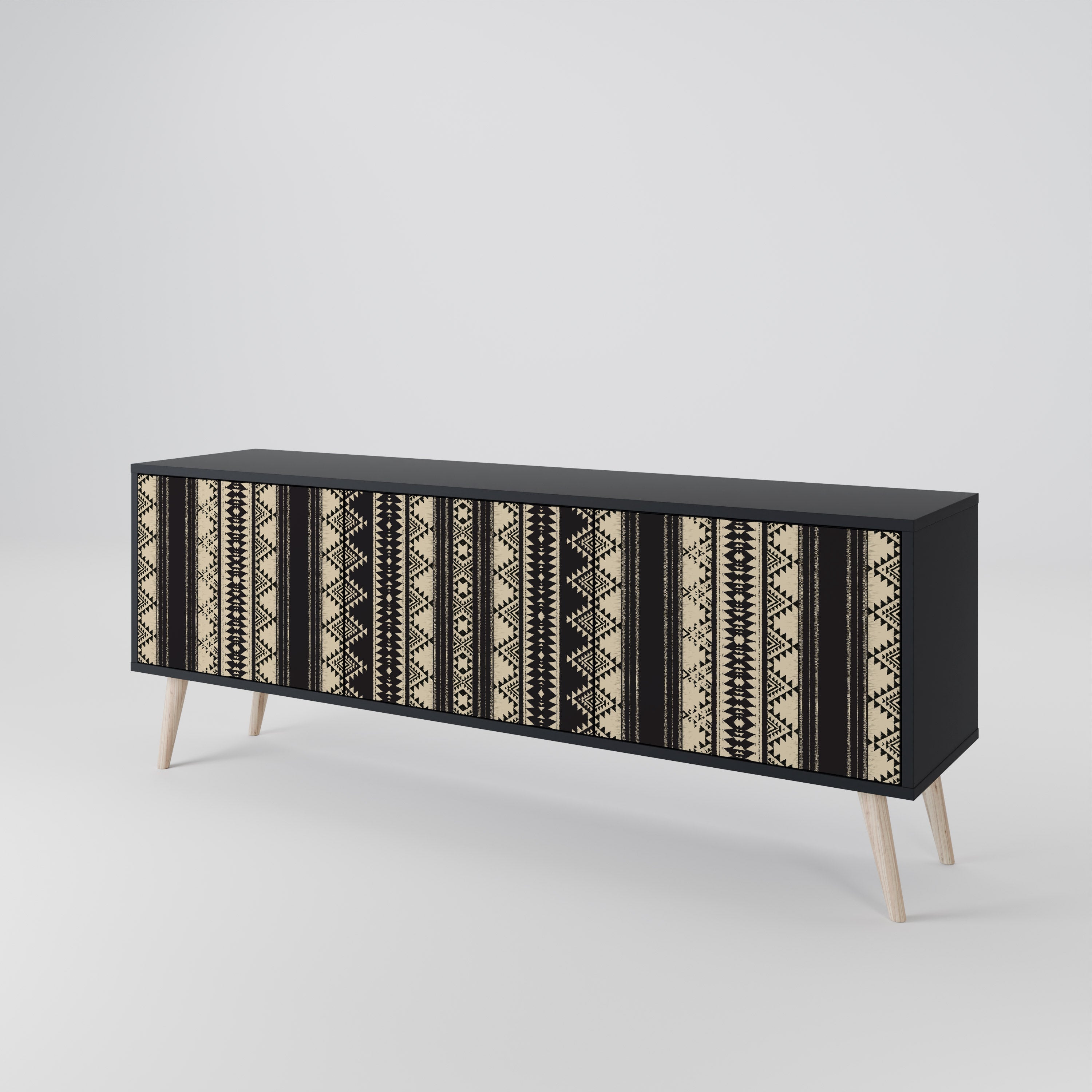 AZTEC 3-türiger TV-Ständer in Schwarz