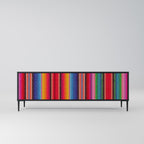 ETHNIC MEXICAN TV-Lowboard mit 3 Türen in Schwarz