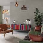 ETHNIC MEXICAN TV-Lowboard mit 3 Türen in Schwarz