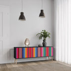 ETHNIC MEXICAN TV-Lowboard mit 3 Türen in Schwarz