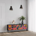 ELECTRIC PATTERNS TV-Lowboard mit 3 Türen in Schwarz