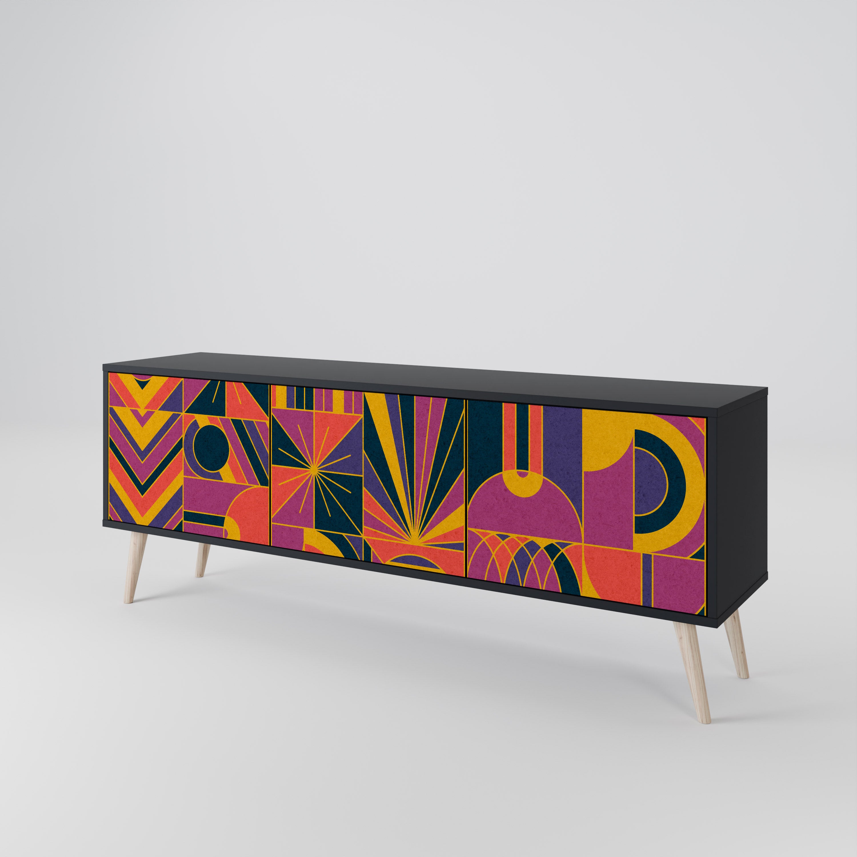 ELECTRIC PATTERNS 3-Door TV Cabinet