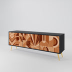 PRISM MOSAIC TV-Lowboard mit 3 Türen in Schwarz