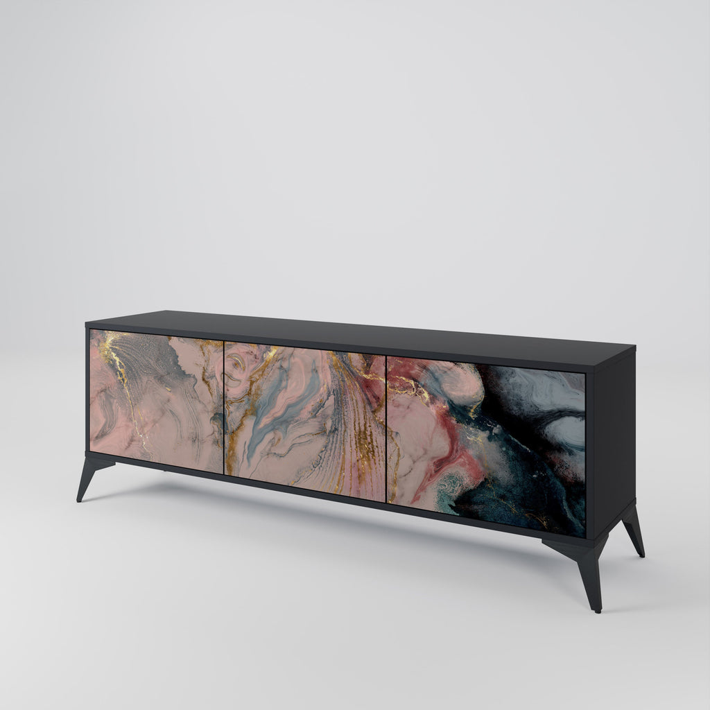 GILDED SWIRLS 3-türiger TV-Ständer in Schwarz