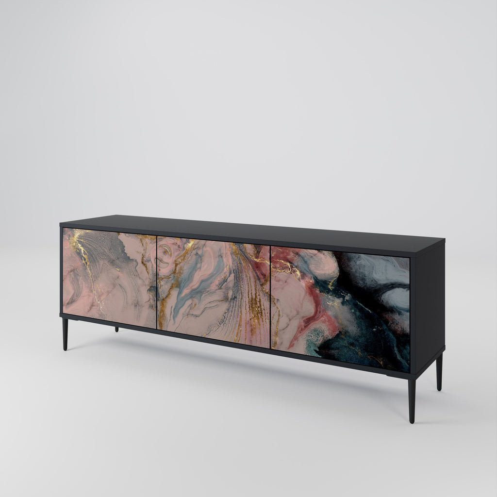 GILDED SWIRLS 3-türiger TV-Ständer in Schwarz