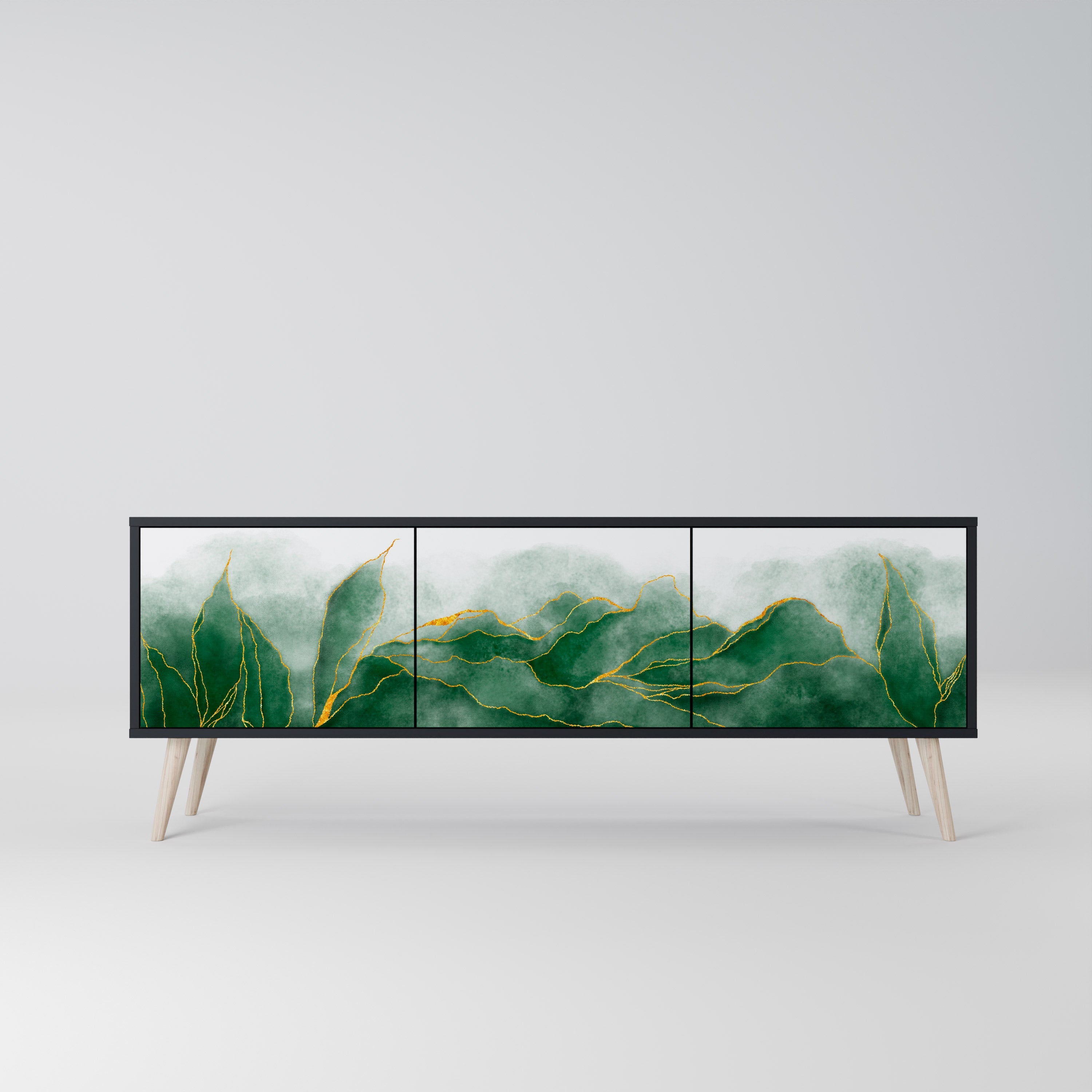 EXPENSIVE NATURE 3-türiger TV-Ständer in Schwarz