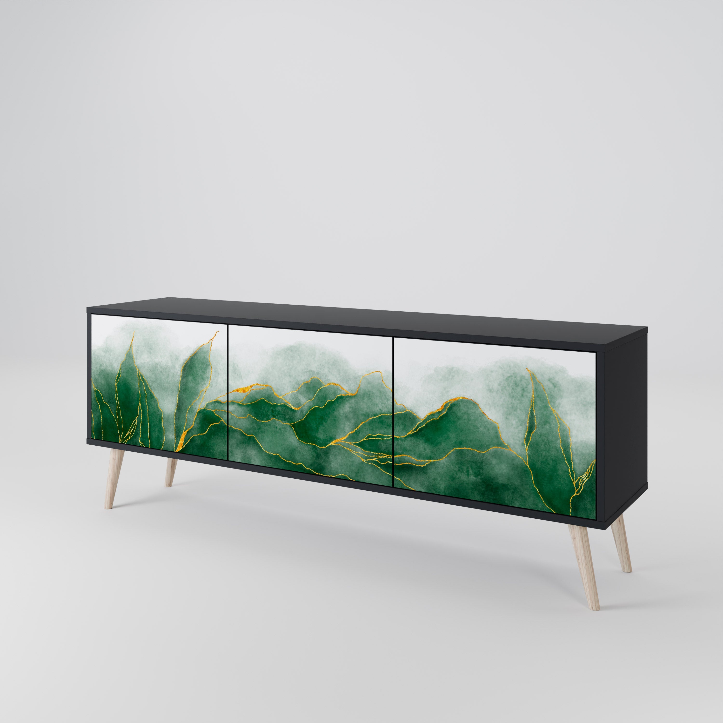 EXPENSIVE NATURE 3-türiger TV-Ständer in Schwarz