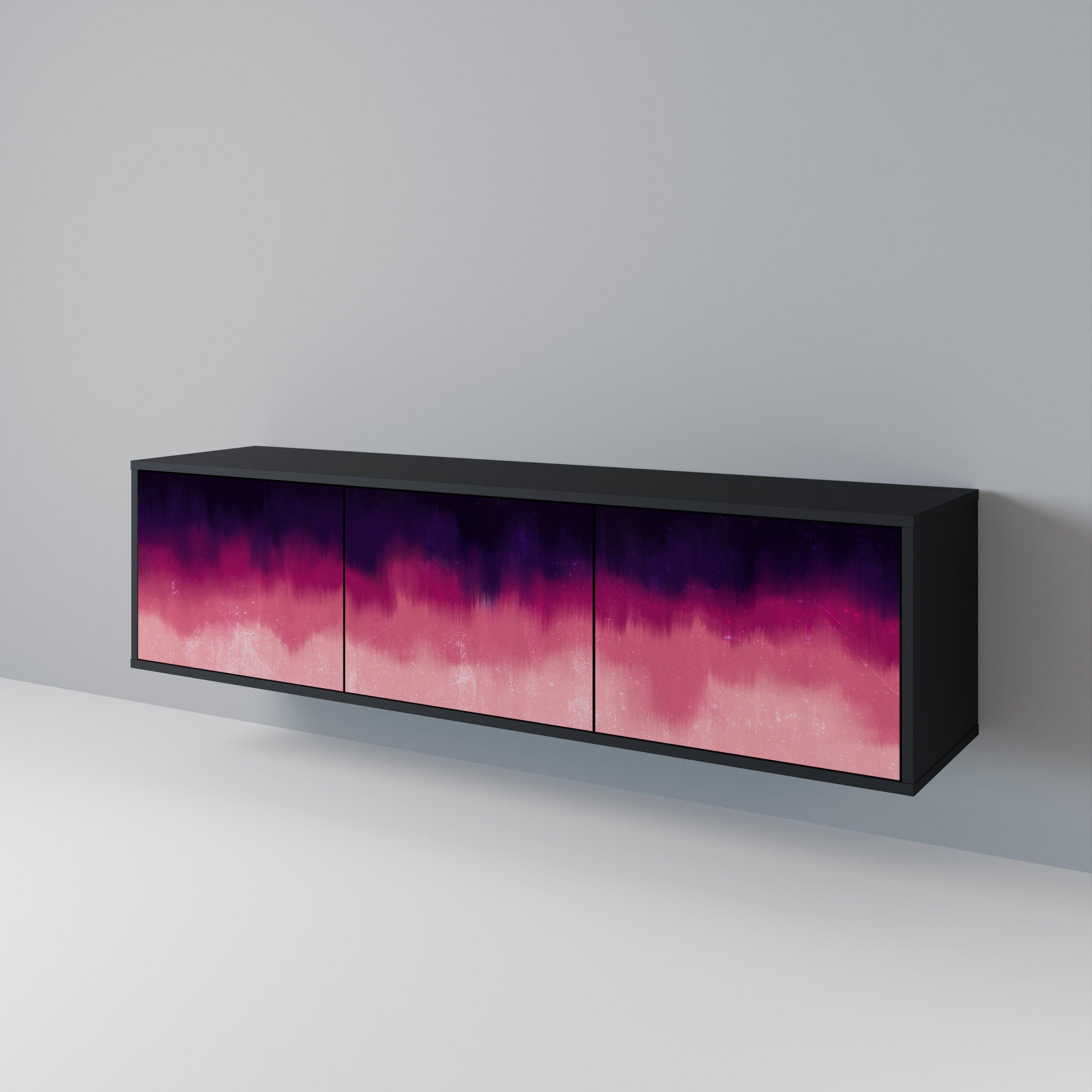 AURORA BOREALIS 3-türiger TV-Ständer in Schwarz