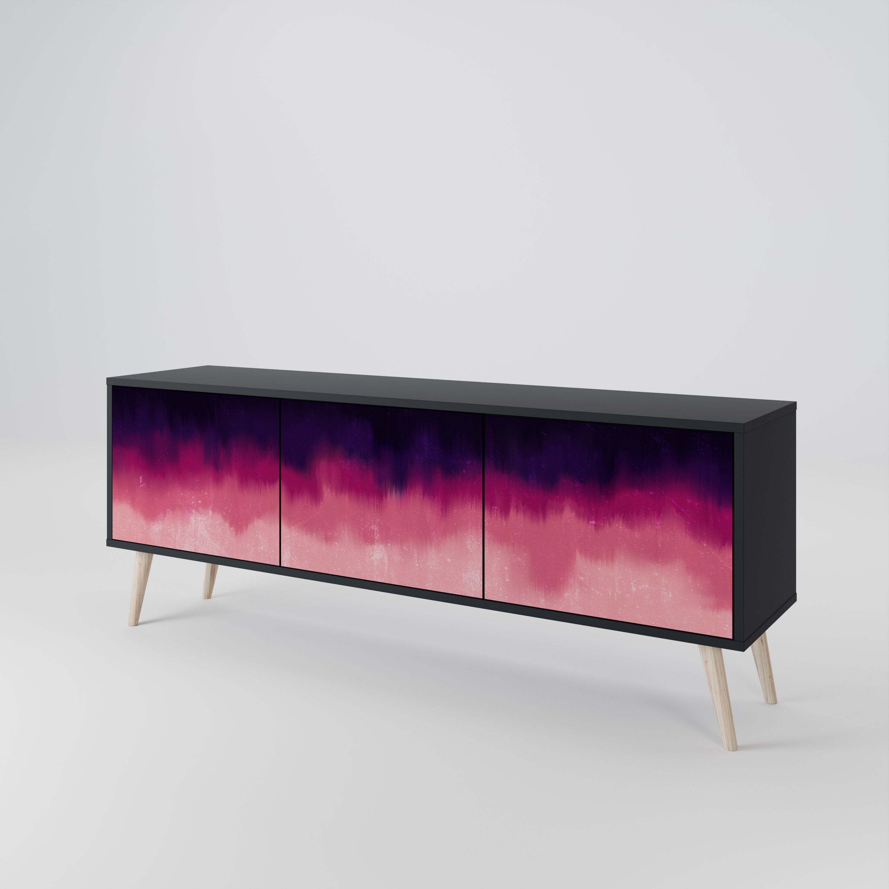 AURORA BOREALIS 3-türiger TV-Ständer in Schwarz