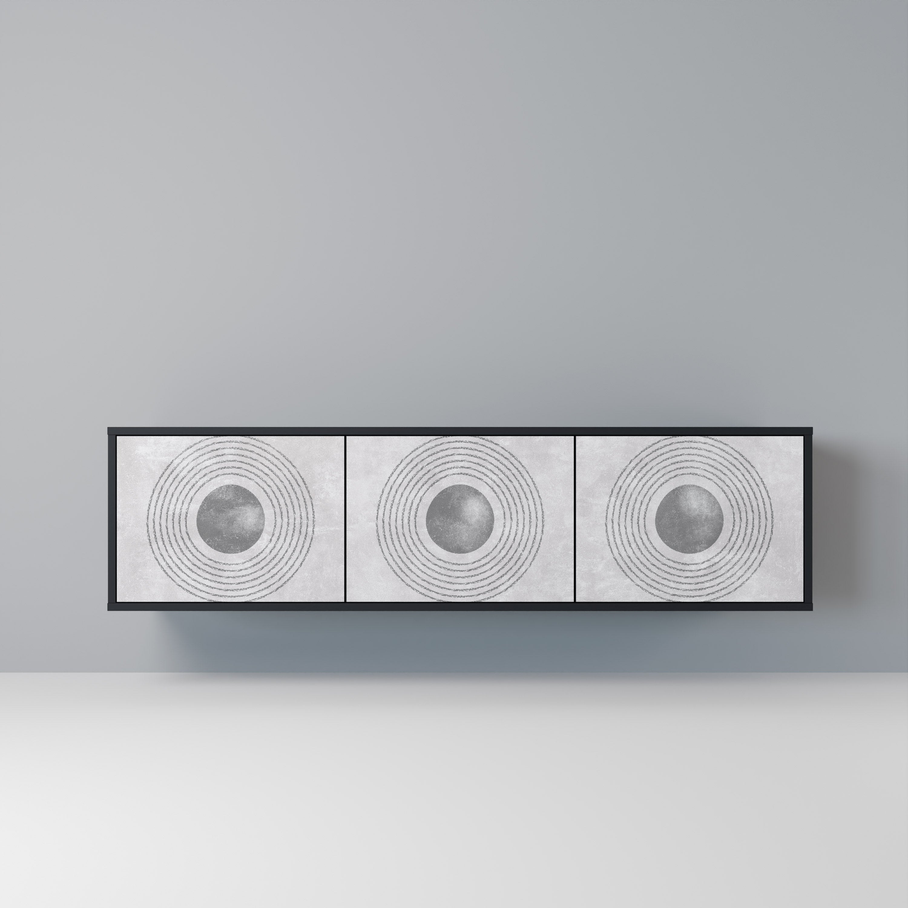 SOLID CIRCLES 3-türiger TV-Ständer in Schwarz