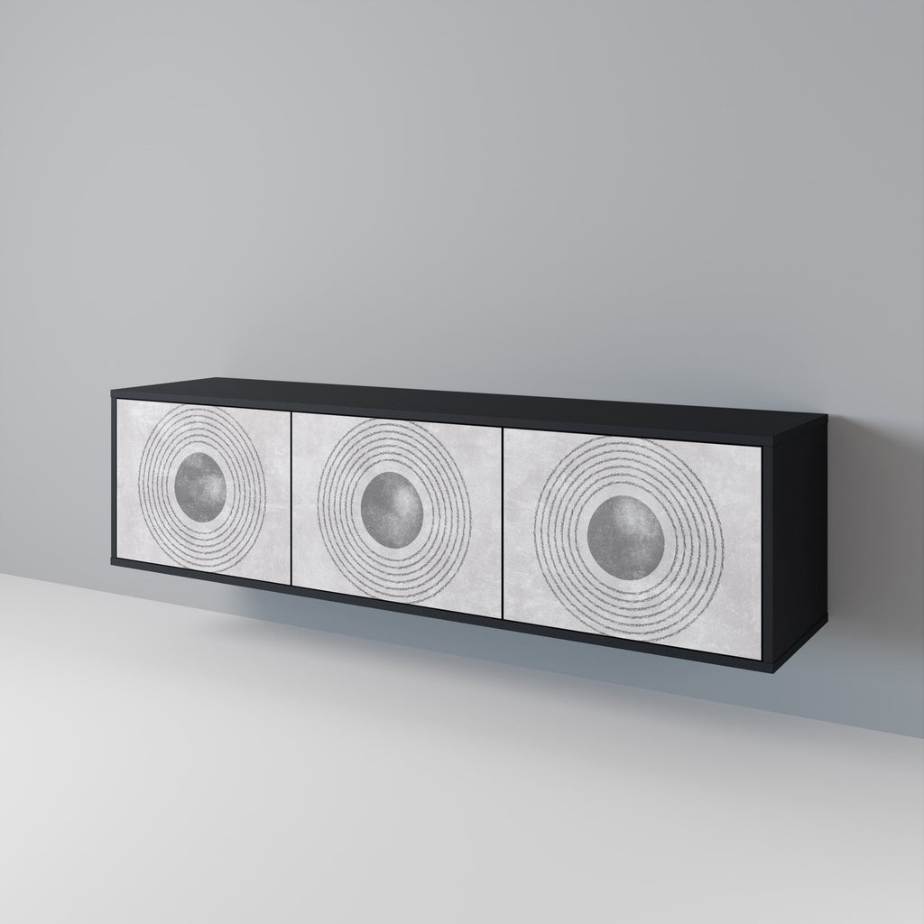 SOLID CIRCLES 3-türiger TV-Ständer in Schwarz
