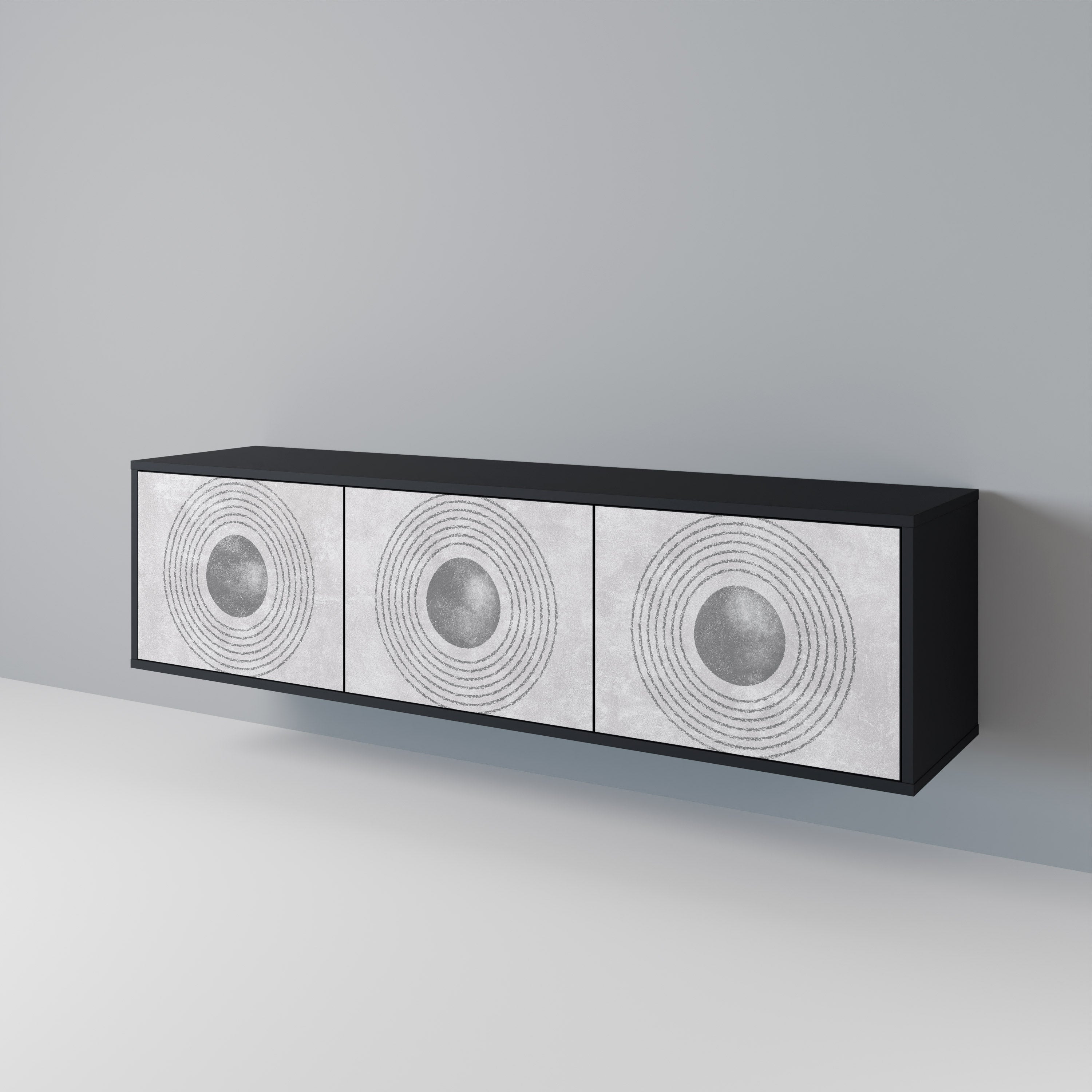 SOLID CIRCLES 3-türiger TV-Ständer in Schwarz