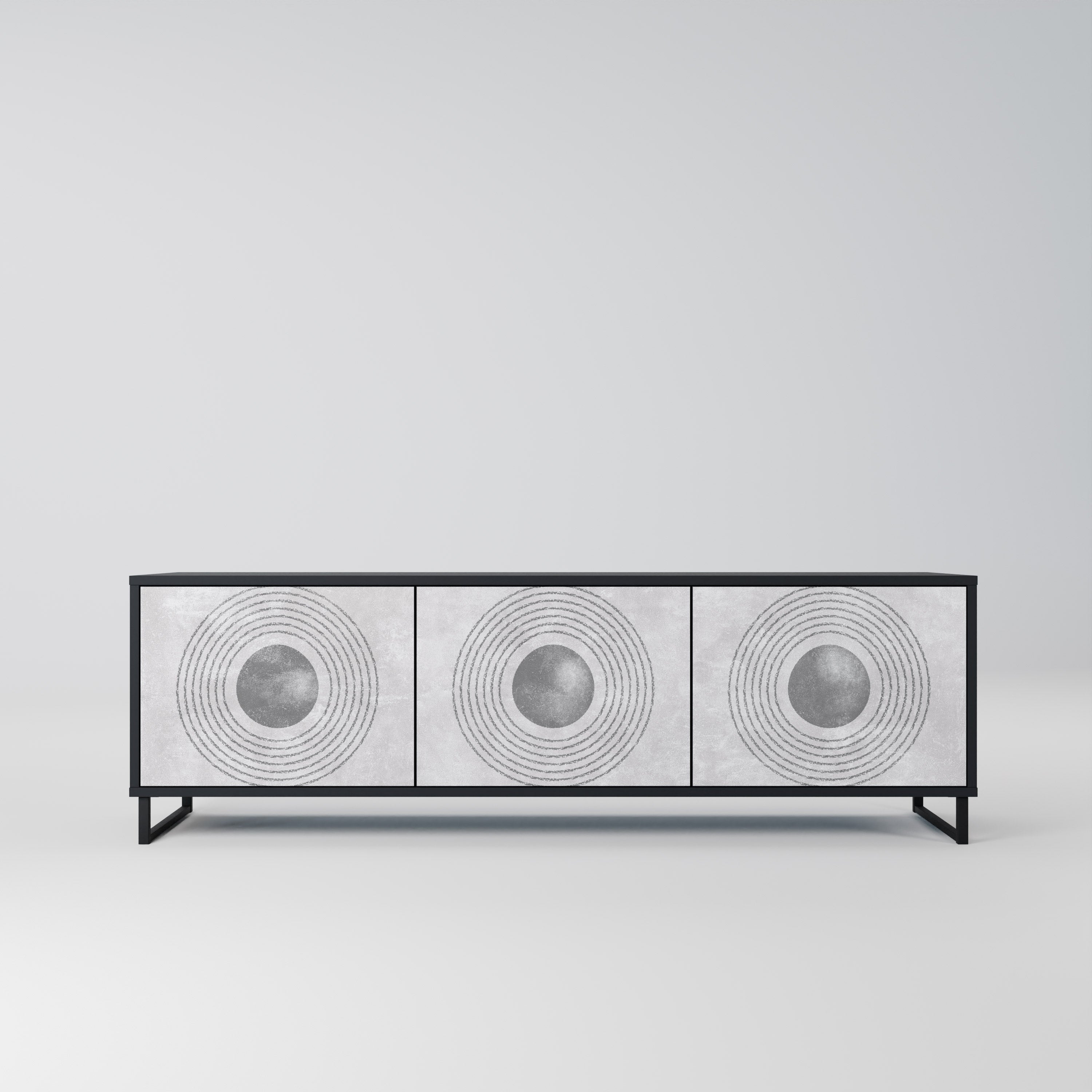 SOLID CIRCLES 3-türiger TV-Ständer in Schwarz