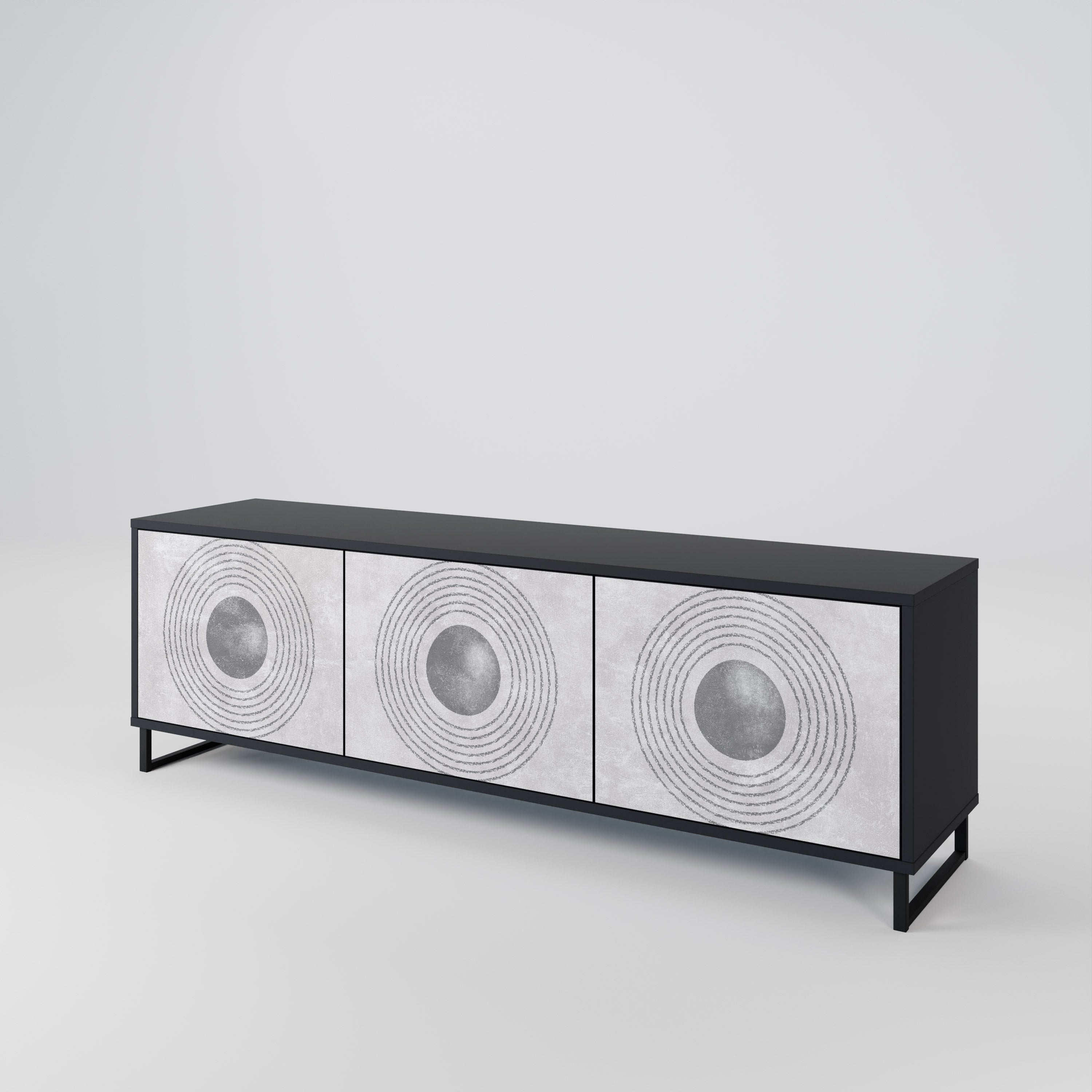 SOLID CIRCLES 3-türiger TV-Ständer in Schwarz