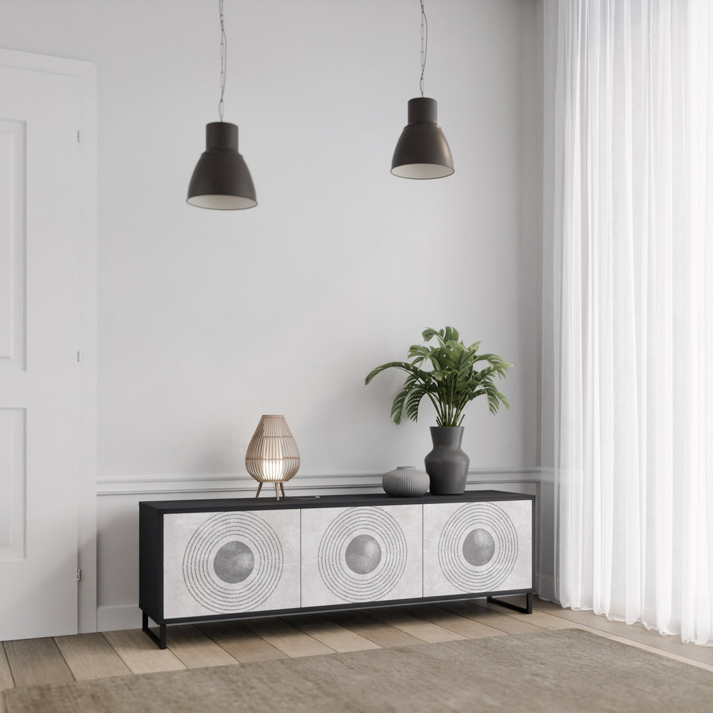 SOLID CIRCLES 3-türiger TV-Ständer in Schwarz