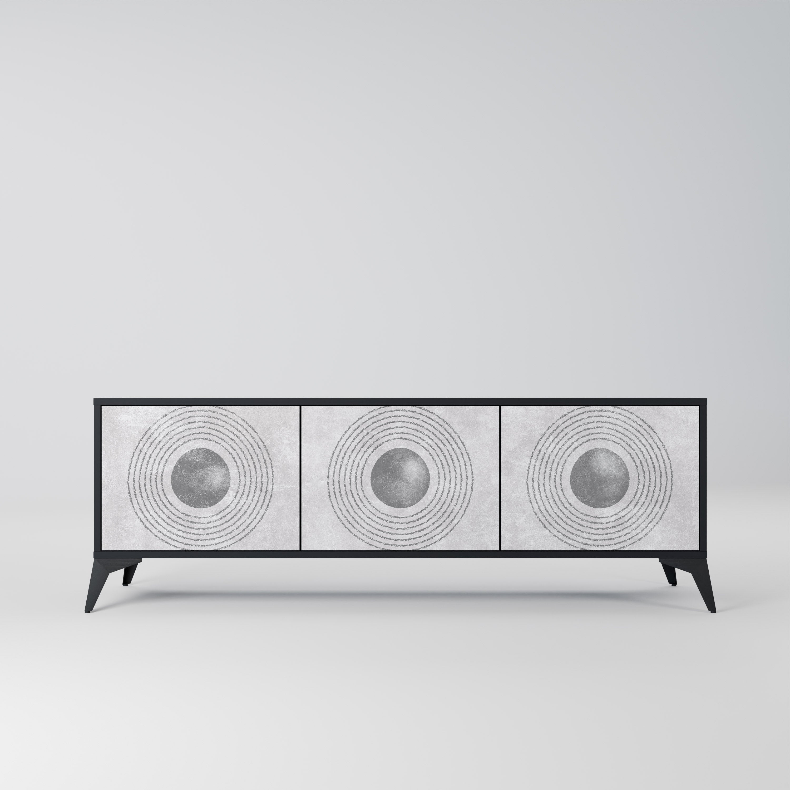 SOLID CIRCLES 3-türiger TV-Ständer in Schwarz