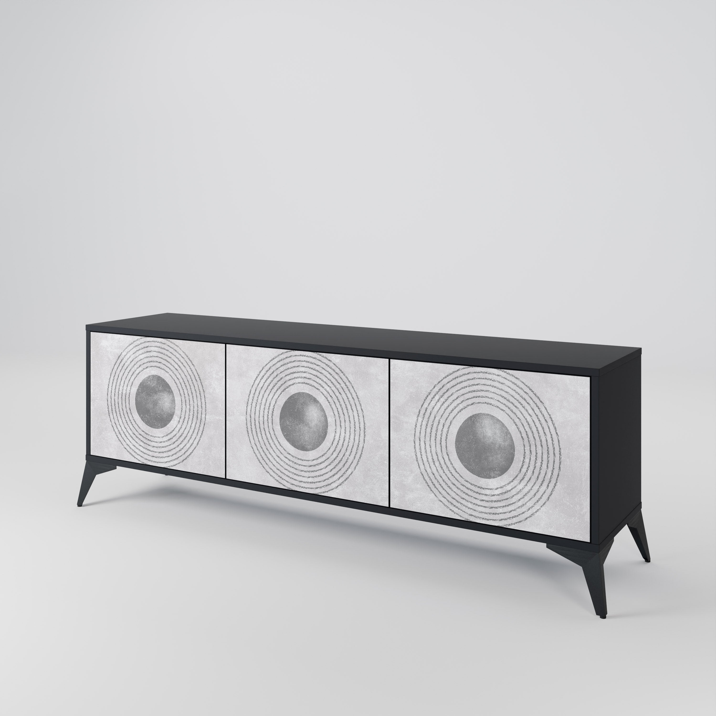 SOLID CIRCLES 3-türiger TV-Ständer in Schwarz