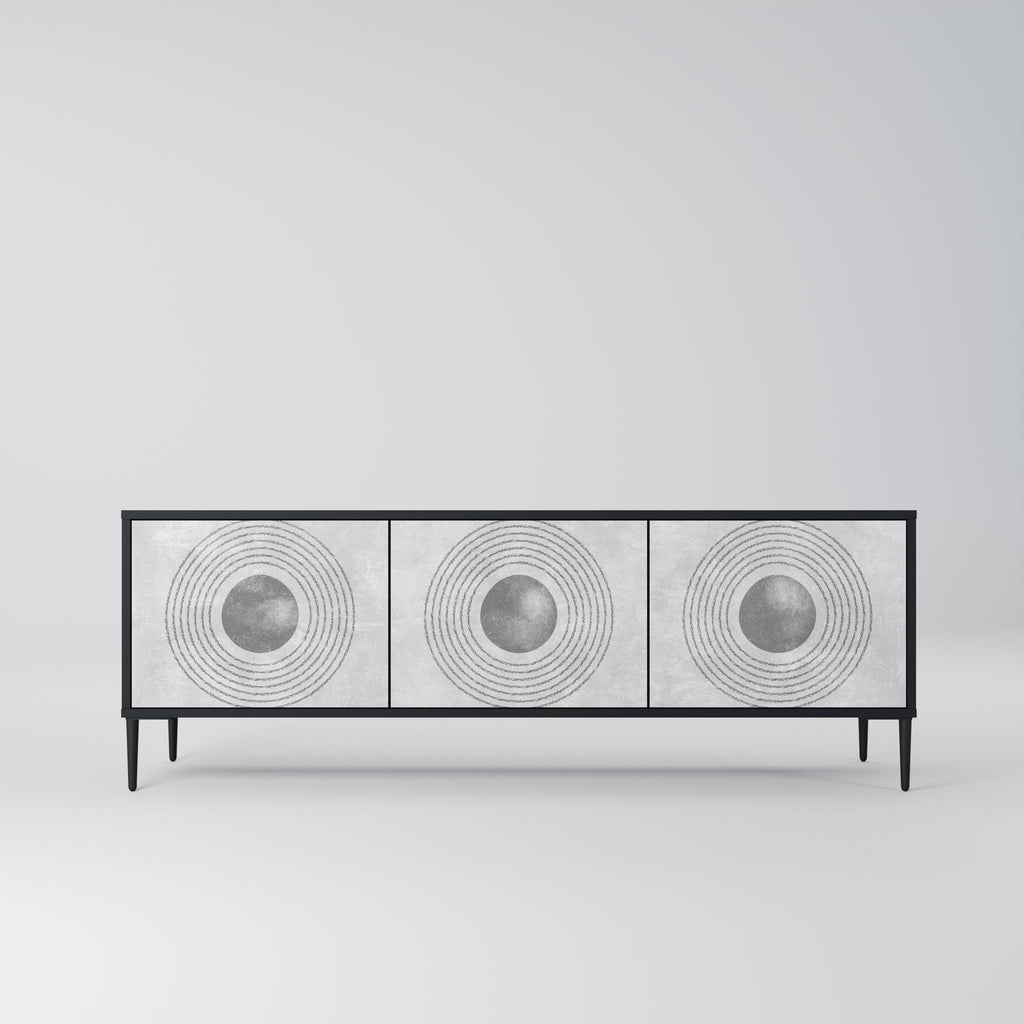 SOLID CIRCLES 3-türiger TV-Ständer in Schwarz