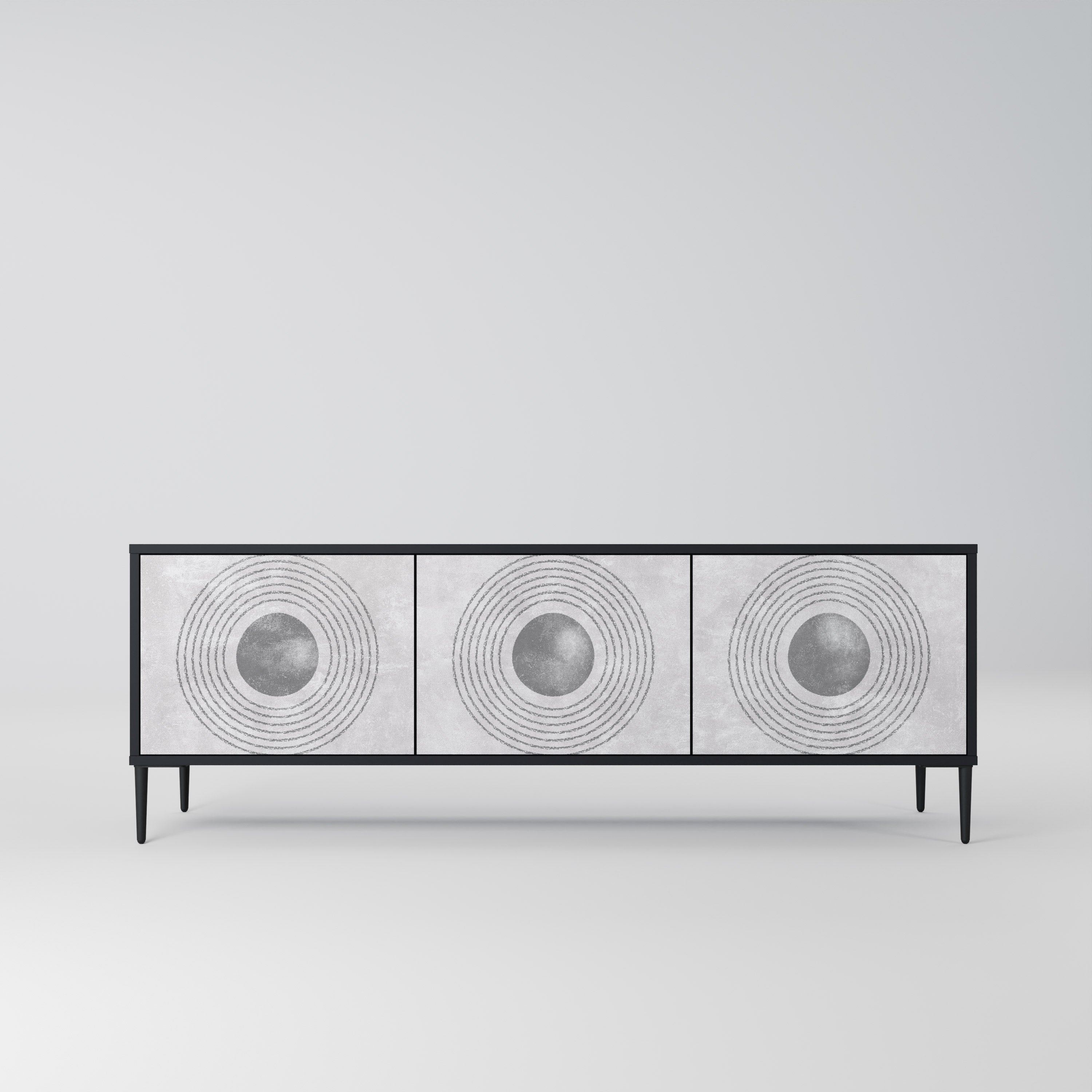 SOLID CIRCLES 3-türiger TV-Ständer in Schwarz