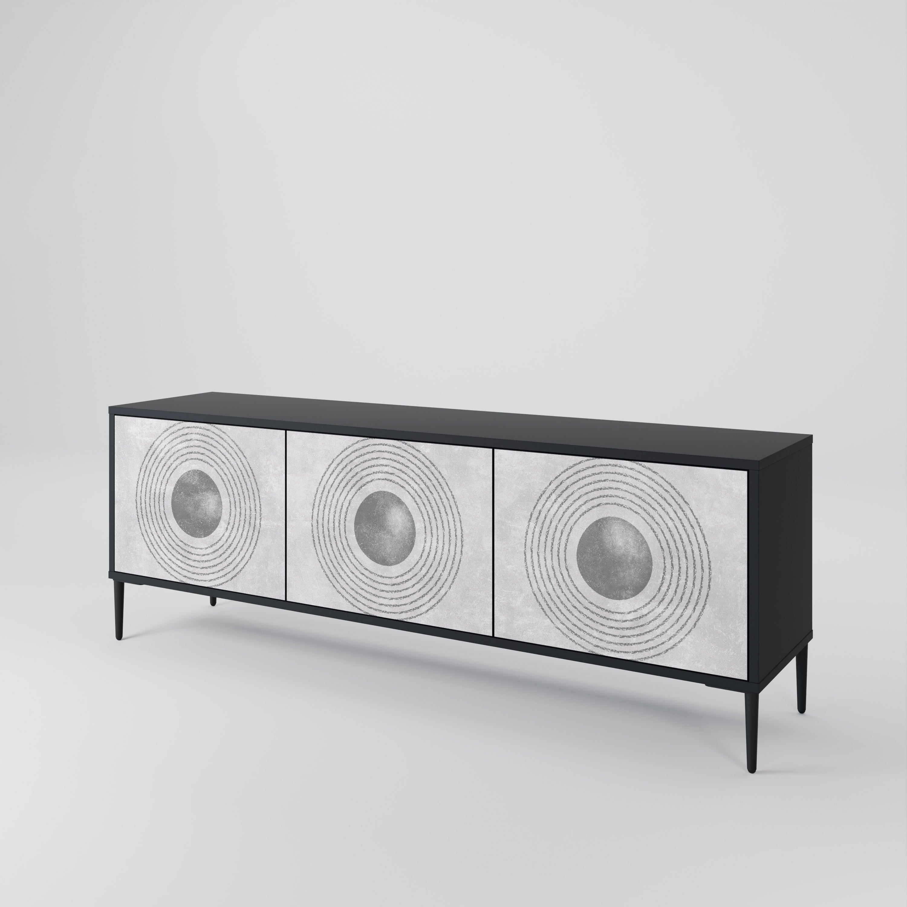 SOLID CIRCLES 3-türiger TV-Ständer in Schwarz