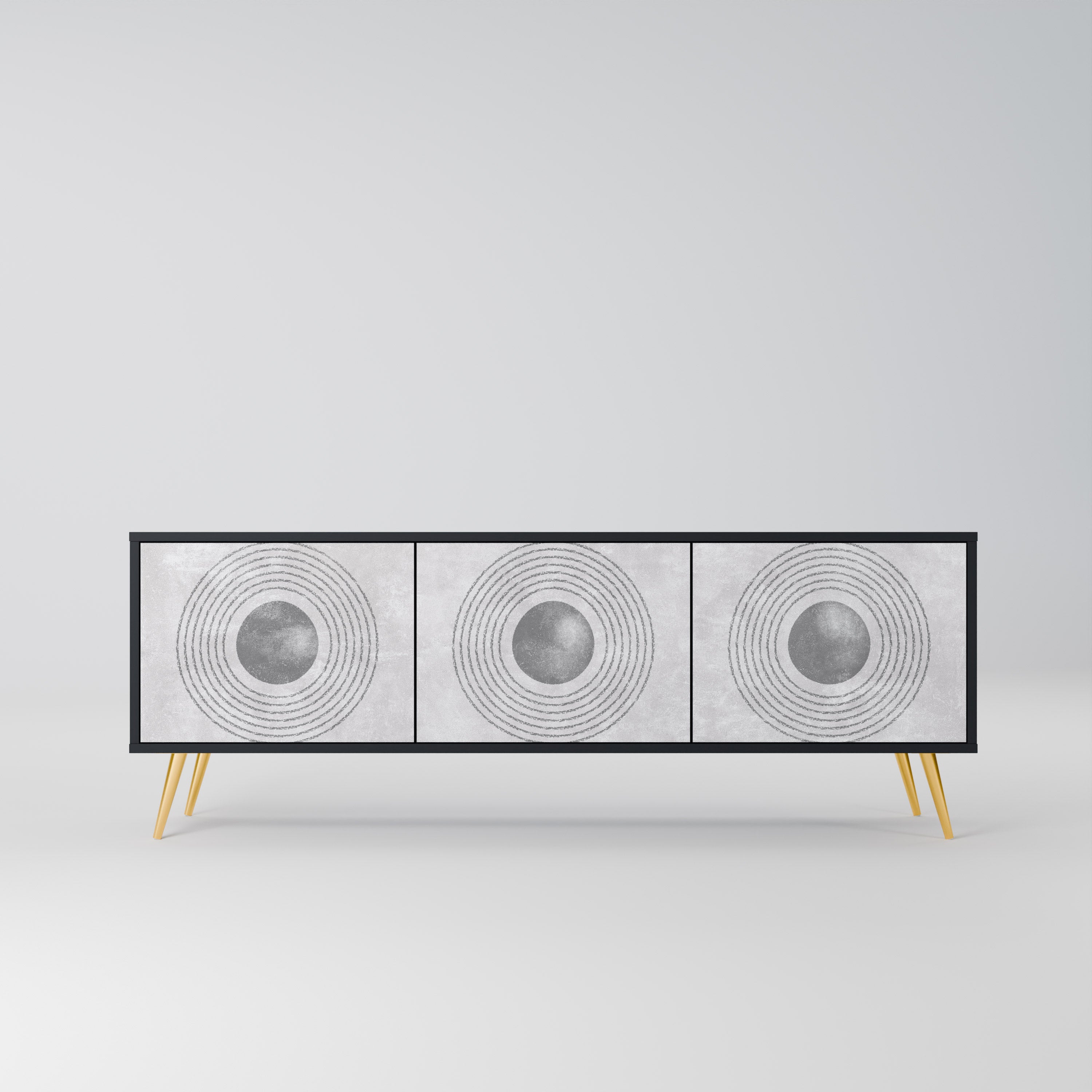 SOLID CIRCLES 3-türiger TV-Ständer in Schwarz