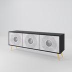 SOLID CIRCLES TV-Lowboard mit 3 Türen in Schwarz