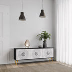 SOLID CIRCLES TV-Lowboard mit 3 Türen in Schwarz