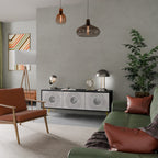 SOLID CIRCLES TV-Lowboard mit 3 Türen in Schwarz