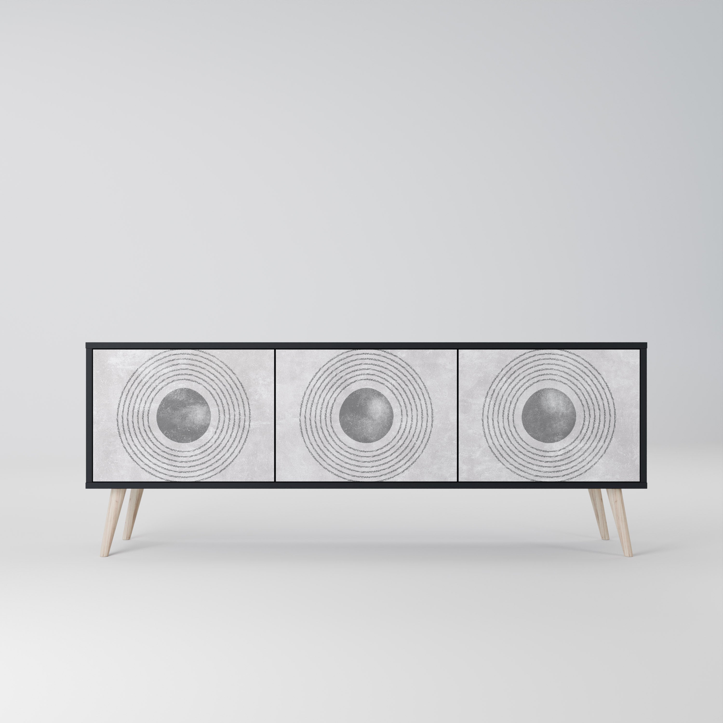 SOLID CIRCLES 3-türiger TV-Ständer in Schwarz