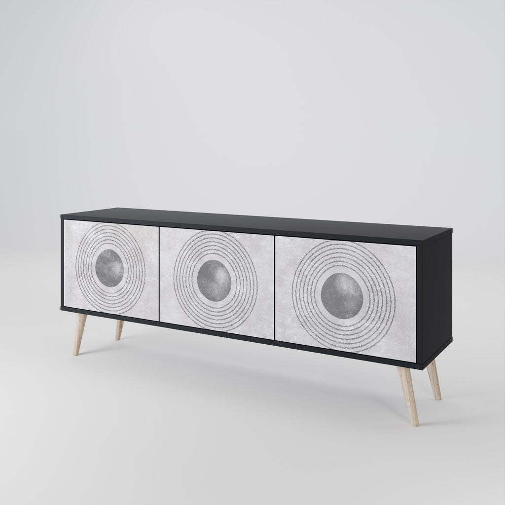 SOLID CIRCLES 3-türiger TV-Ständer in Schwarz