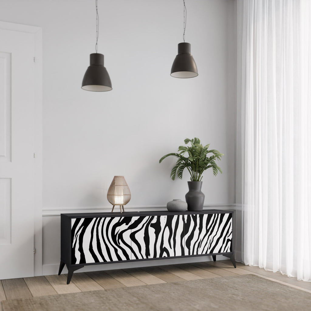 SPLENDID ZEBRA 3-türiger TV-Ständer in Schwarz