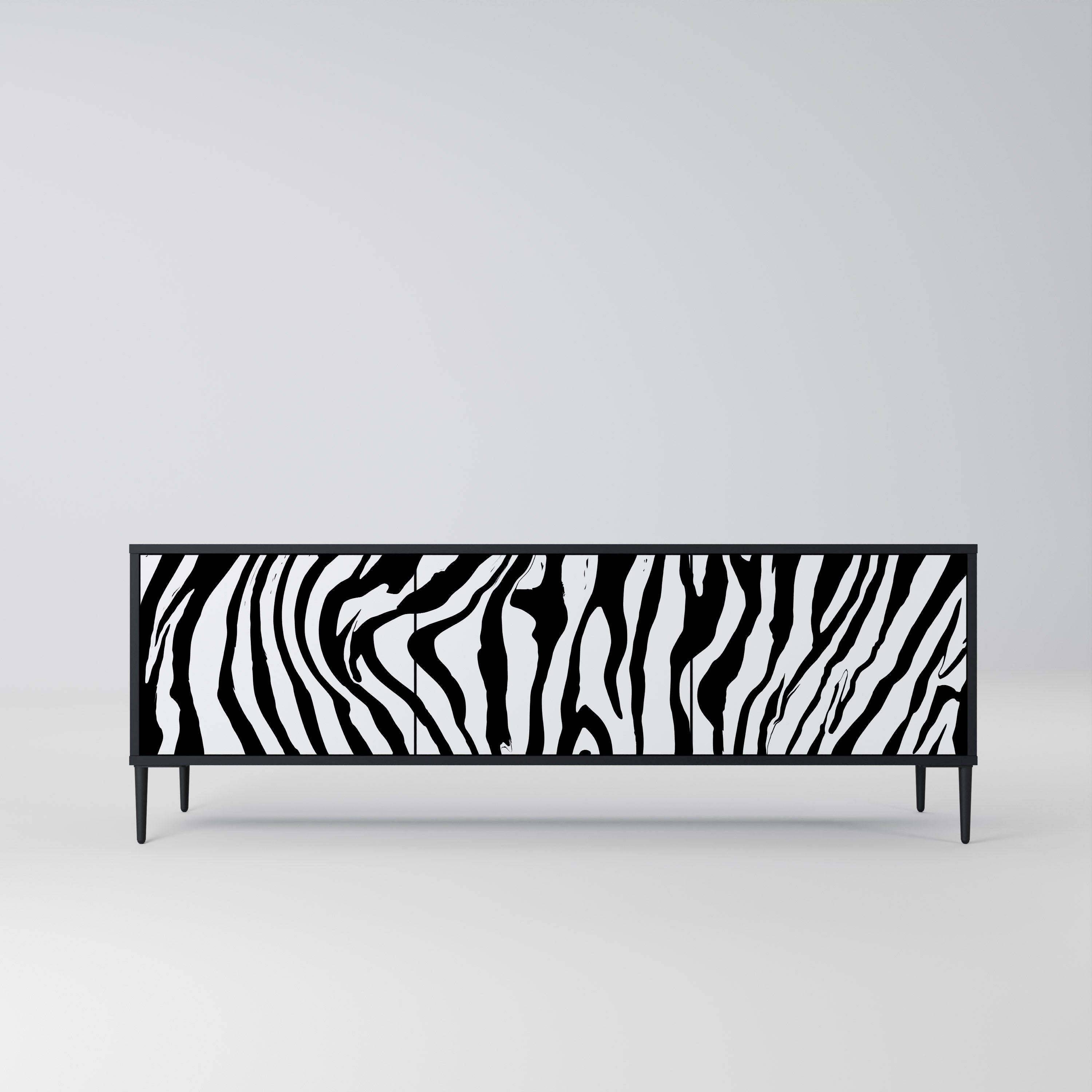 SPLENDID ZEBRA 3-türiger TV-Ständer in Schwarz