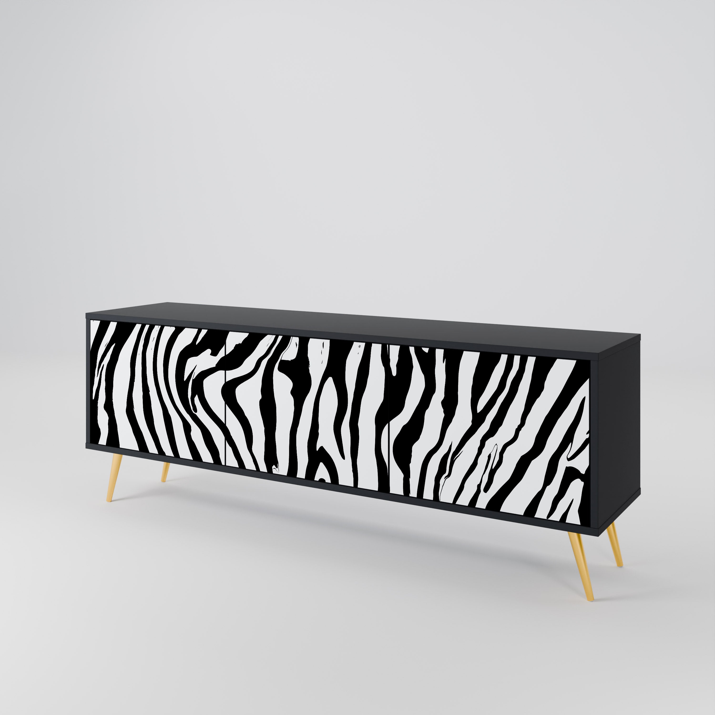 SPLENDID ZEBRA 3-türiger TV-Ständer in Schwarz